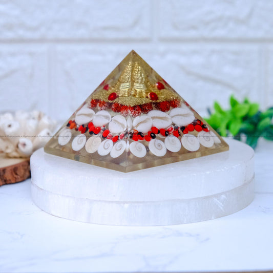 Orgone Pyramid Gomti Chakra With Kauri and Shree Yantra