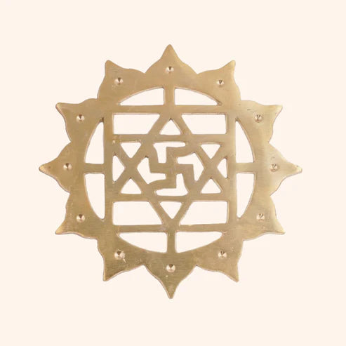 Brass Kamal Swastik Helix – 6 Inch Vastu Remedy for Prosperity & Protection