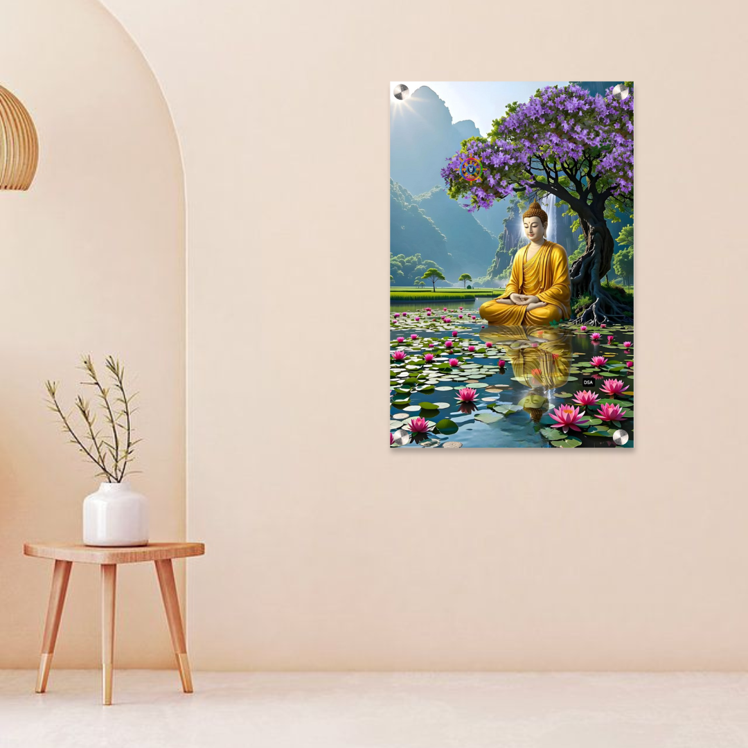 Lord Buddha Acrylic Wall Frame – 12x18 Inch | 5mm Premium Meditation & Serenity Wall Décor