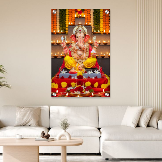Divine Lord Ganesha Acrylic Wall Frame – 12x18 Inch | 5mm Premium Acrylic Vastu Wall Décor