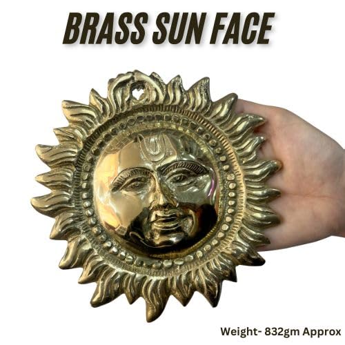 ☀️ Small Brass Sun Face Wall Hanging – Source of Energy, Prosperity & Positivity (6 Inch)