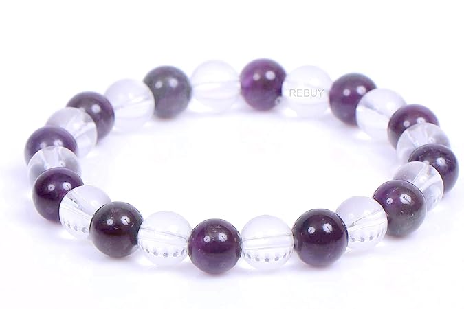 Amethyst & Clear Quartz Bracelet (8mm)