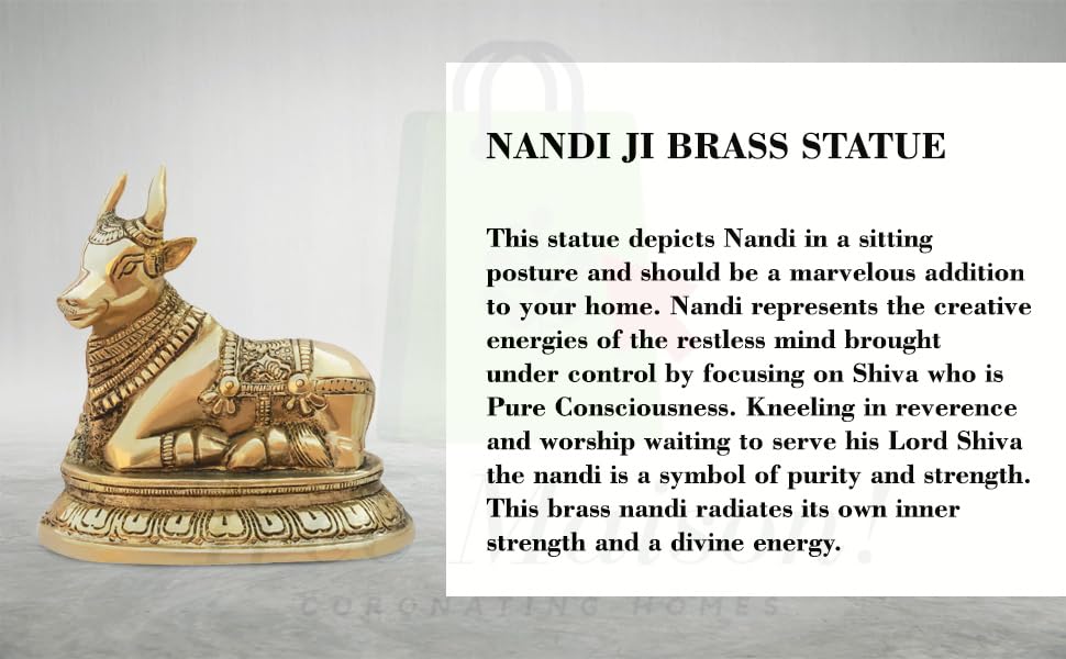 ✨ Brass Nandi Ji Idol – Divine Symbol of Devotion & Strength (9x11 CM)