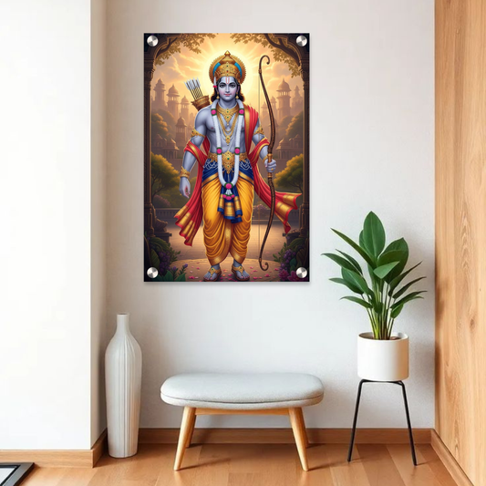 Lord Ram Acrylic Wall Frame – 12x18 Inch | 5mm Premium Vastu Wall Décor for Home & Temple