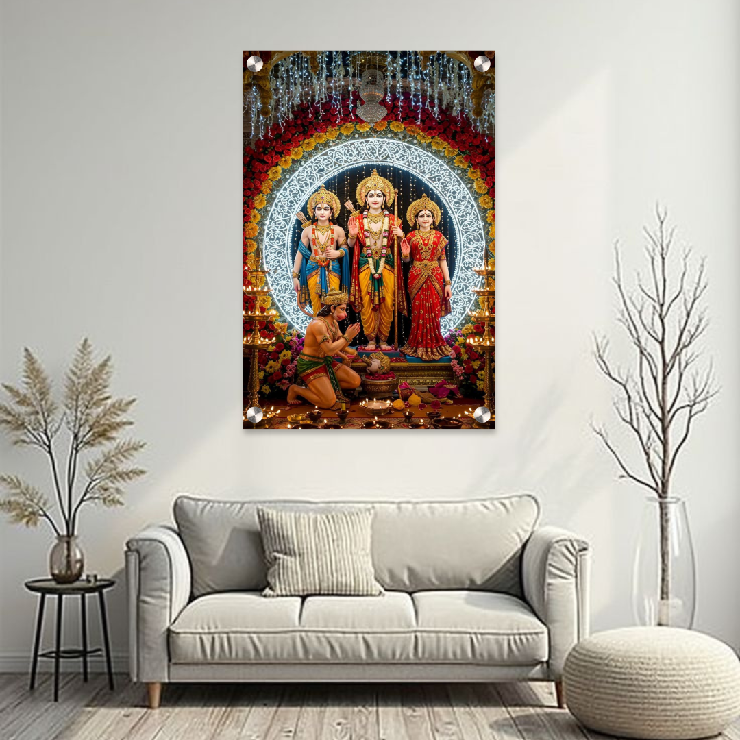 Ram Darbar Acrylic Wall Frame – 12x18 Inch | 5mm Premium Divine Wall Art for Home Temple & Positivity
