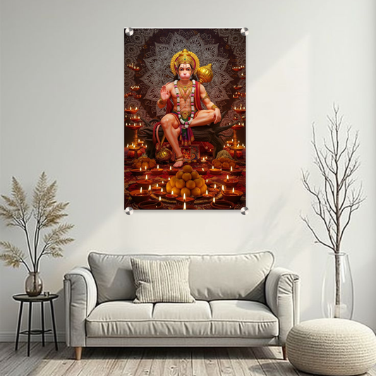 Lord Hanuman Acrylic Wall Frame – 12x18 Inch | 5mm Premium Devotional Wall Décor for Strength & Protection