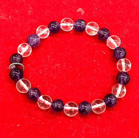 Amethyst & Clear Quartz Bracelet (8mm)