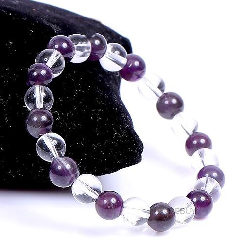 Amethyst & Clear Quartz Bracelet (8mm)