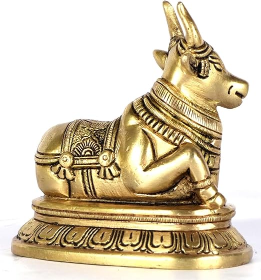 ✨ Brass Nandi Ji Idol – Divine Symbol of Devotion & Strength (9x11 CM)