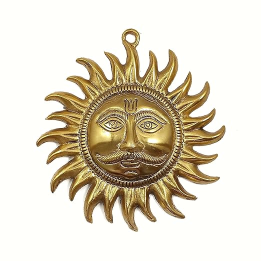 ☀️ Golden Big Sun Wall Hanging – Symbol of Energy, Prosperity & Positivity (26 × 26 cm)