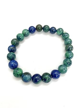 Azurite-Malachite Bead Bracelet - 8mm | Intuition, Creativity, Dissolve anxiety
