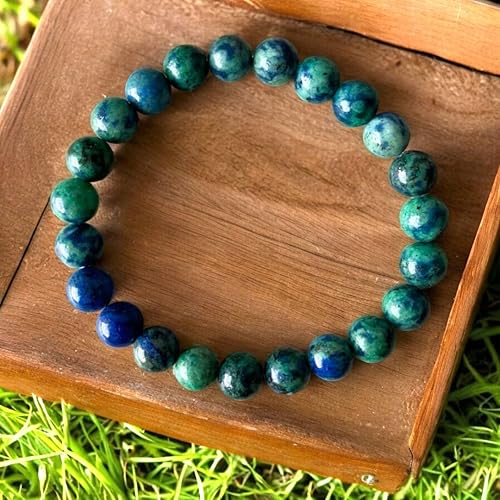 Azurite-Malachite Bead Bracelet - 8mm | Intuition, Creativity, Dissolve anxiety