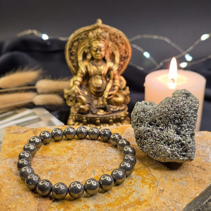 Certified Natural Pyrite Bracelet (FREE Pyrite Stone) – Stone of Wealth & Protection