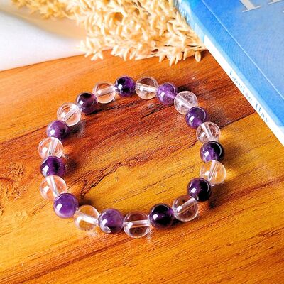 Amethyst & Clear Quartz Bracelet (8mm)