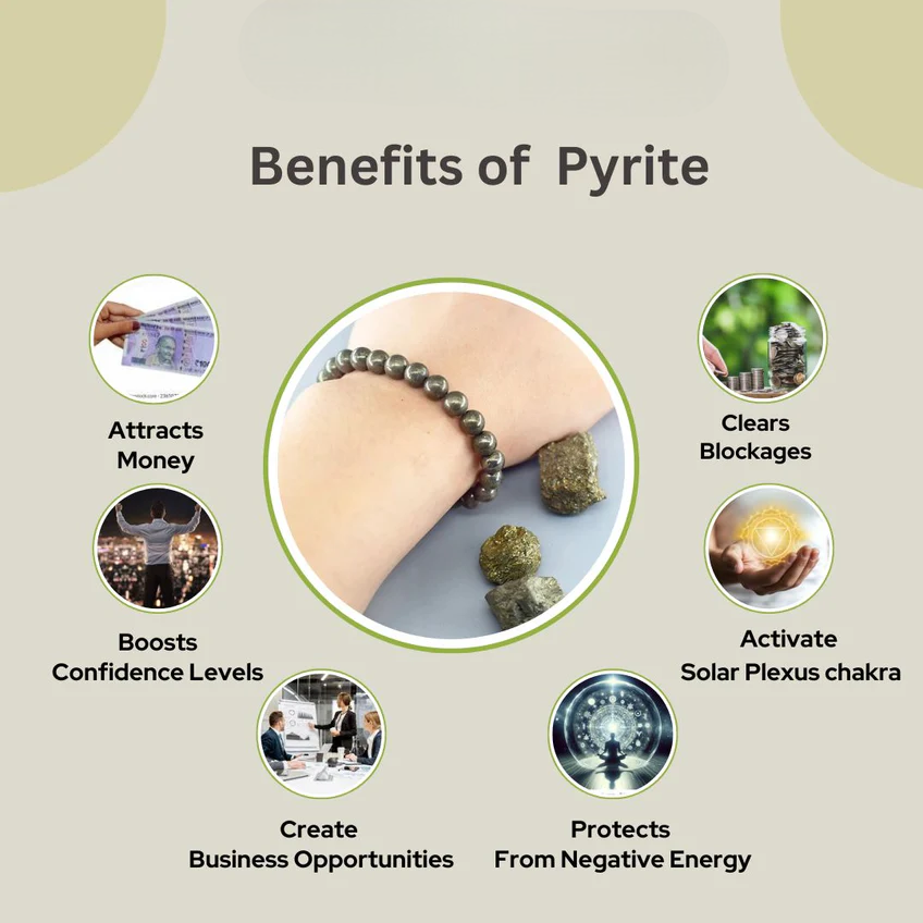 Certified Natural Pyrite Bracelet (FREE Pyrite Stone) – Stone of Wealth & Protection