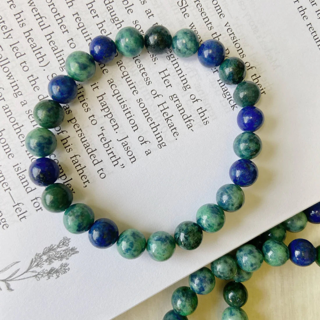 Azurite-Malachite Bead Bracelet - 8mm | Intuition, Creativity, Dissolve anxiety
