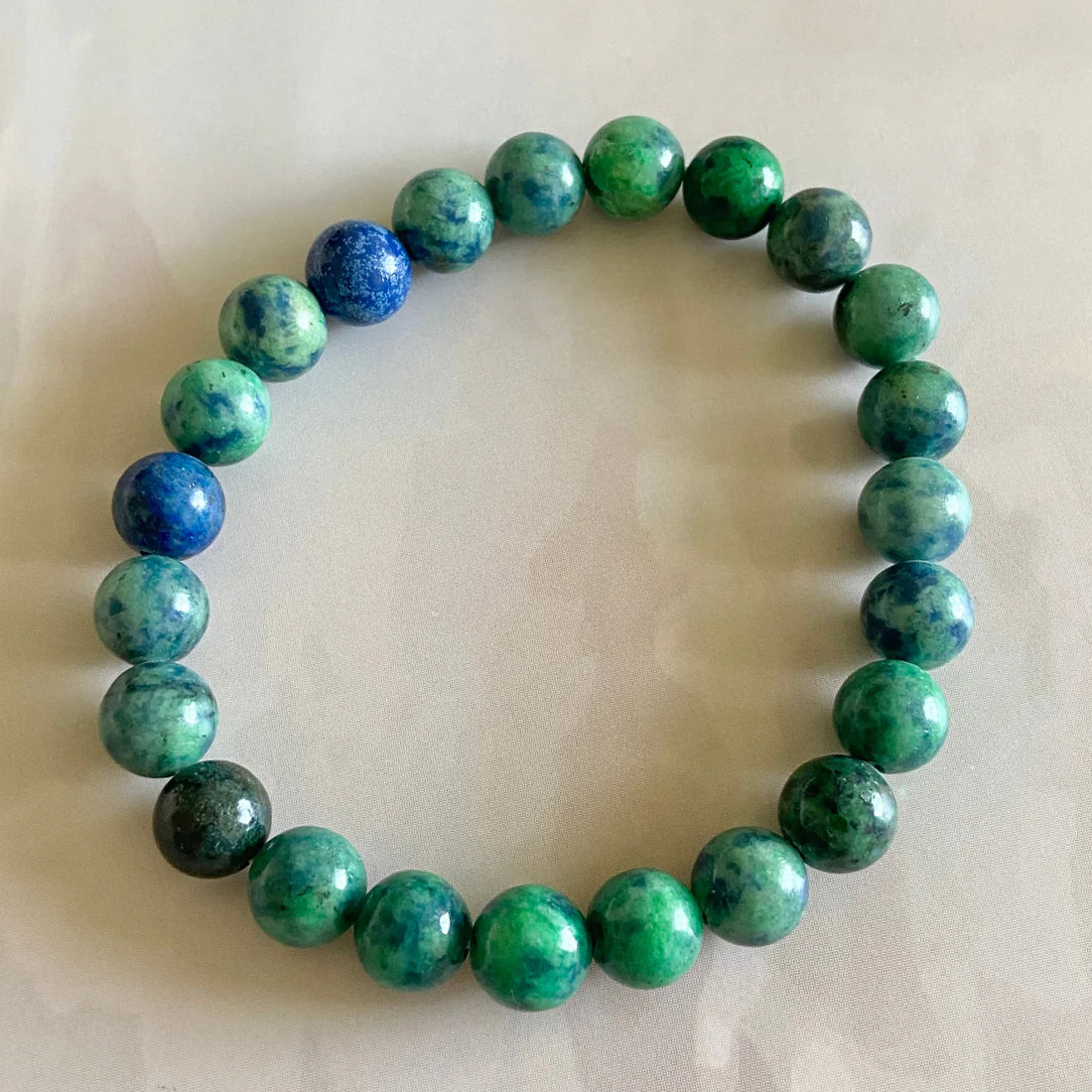 Azurite-Malachite Bead Bracelet - 8mm | Intuition, Creativity, Dissolve anxiety