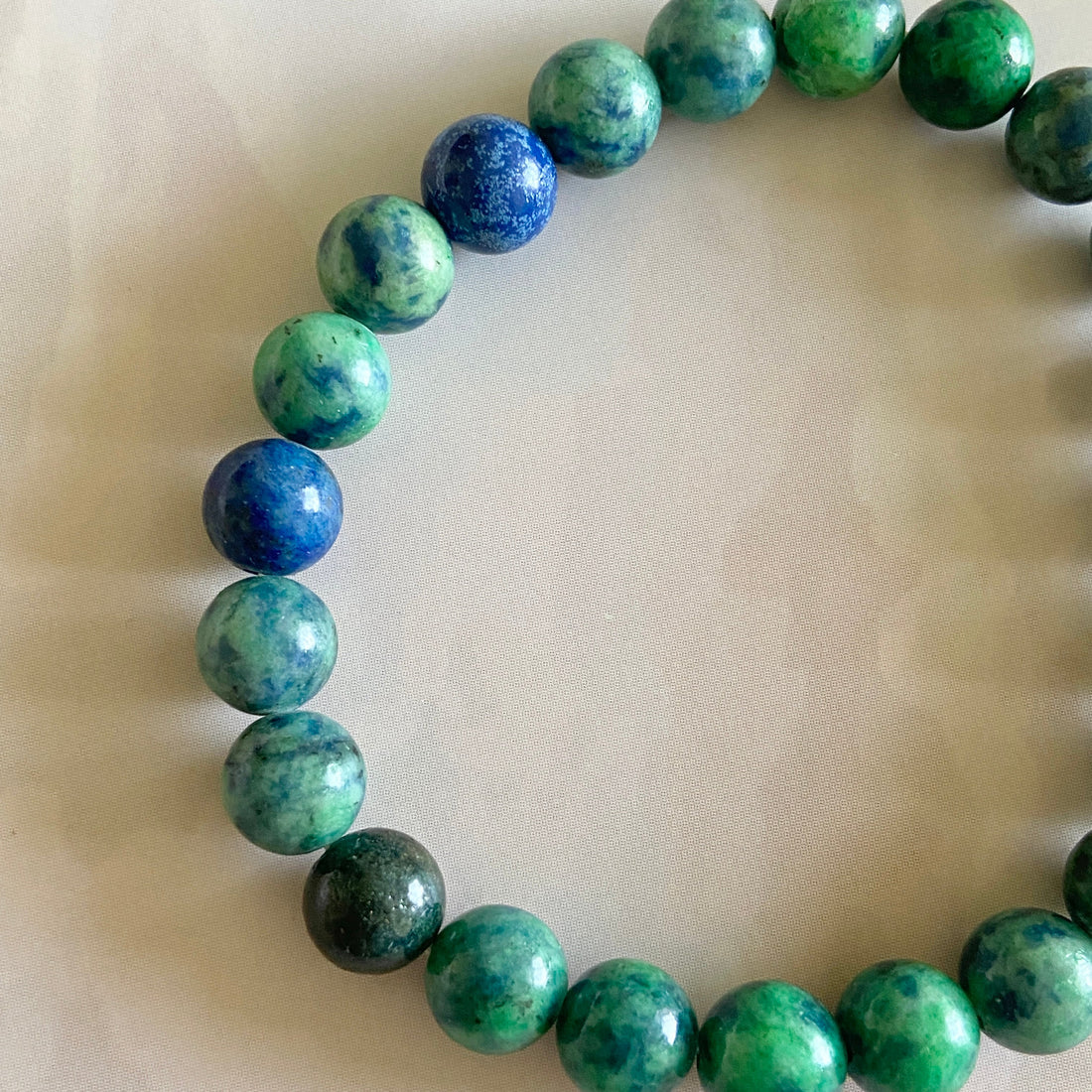 Azurite-Malachite Bead Bracelet - 8mm | Intuition, Creativity, Dissolve anxiety