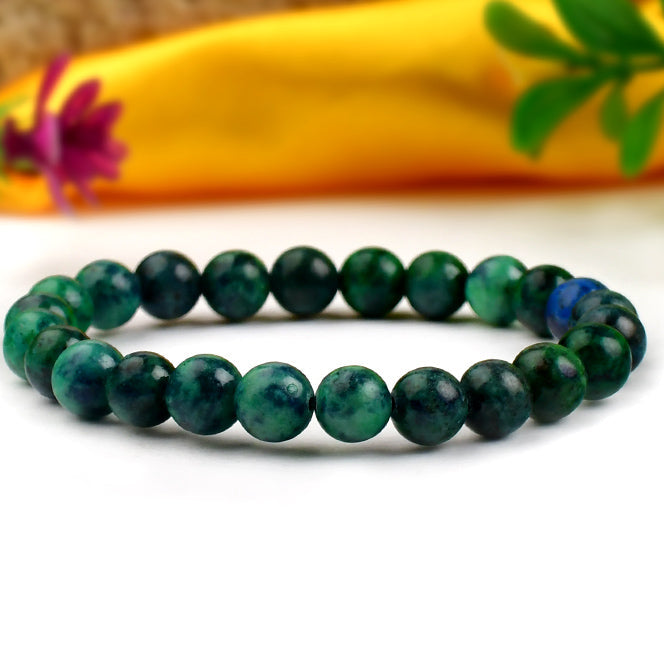 Azurite-Malachite Bead Bracelet - 8mm | Intuition, Creativity, Dissolve anxiety