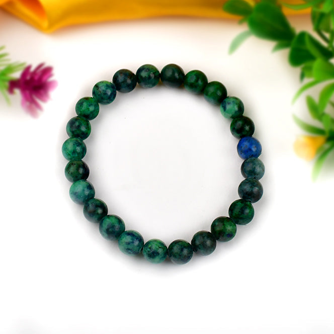Azurite-Malachite Bead Bracelet - 8mm | Intuition, Creativity, Dissolve anxiety