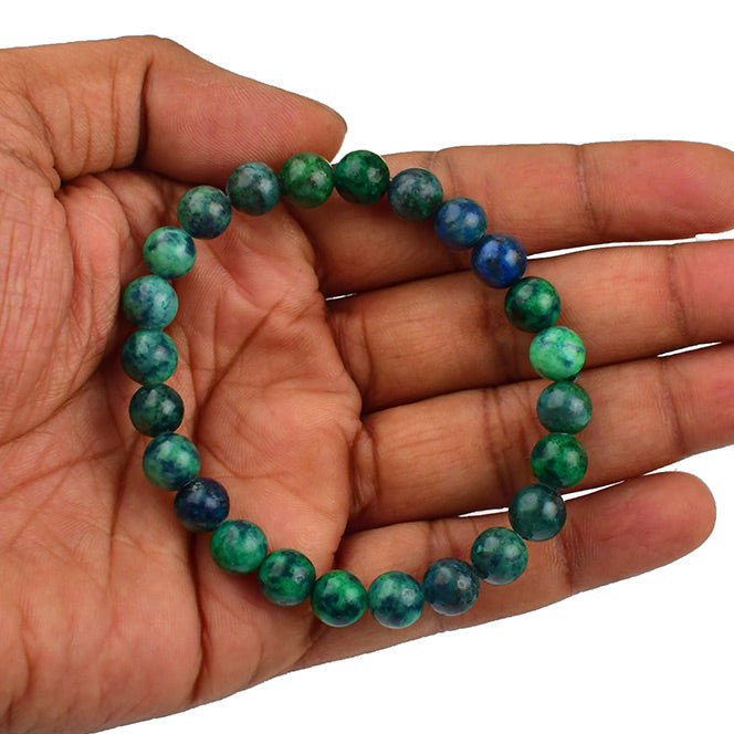 Azurite-Malachite Bead Bracelet - 8mm | Intuition, Creativity, Dissolve anxiety