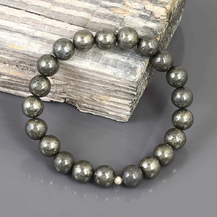 Certified Natural Pyrite Bracelet (FREE Pyrite Stone)  – Stone of Wealth & Protection