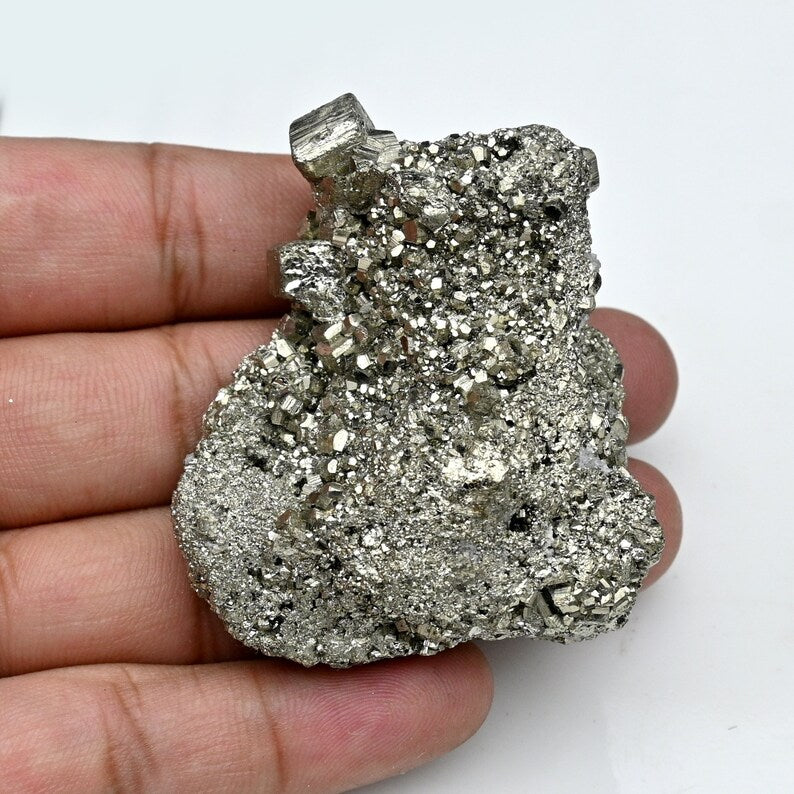 Pyrite Crystal Cluster Unique Peruvian Metallic Gem for Healing & Vitality
