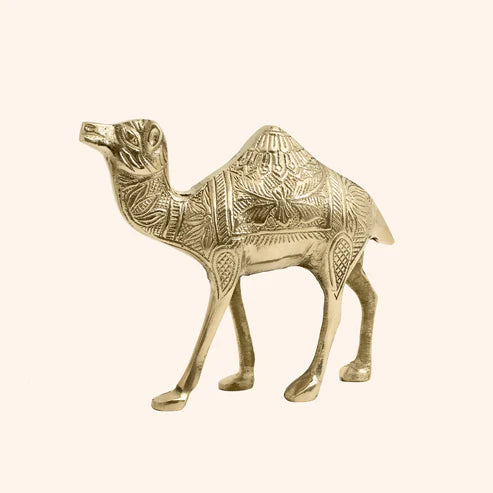 🐪 Golden Camel Showpiece – Symbol of Strength, Endurance & Prosperity (16 × 16 × 6 cm)