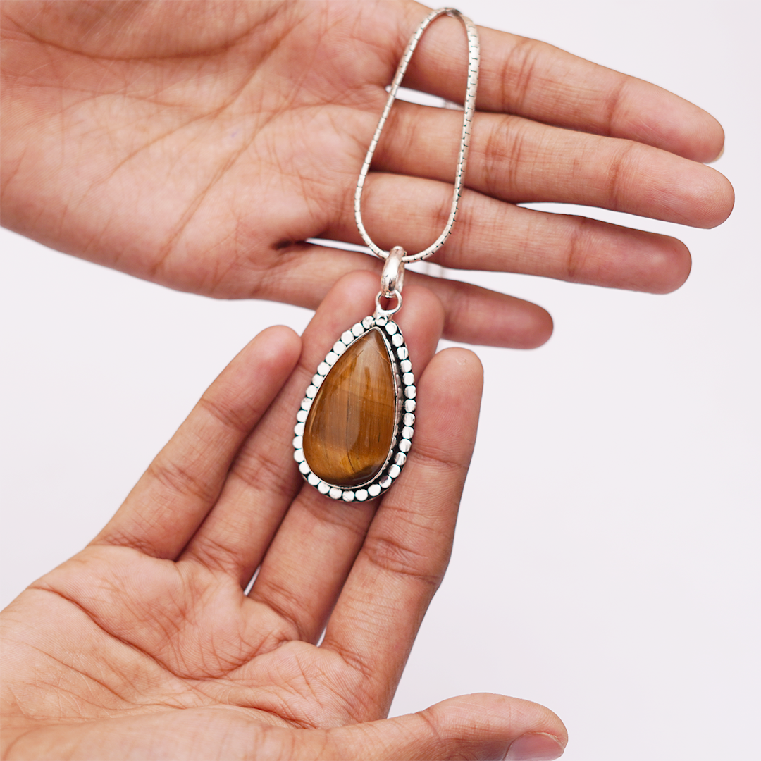 Natural Carnelian Stone Pendant long | लाल सुलेमानी पेंडेंट