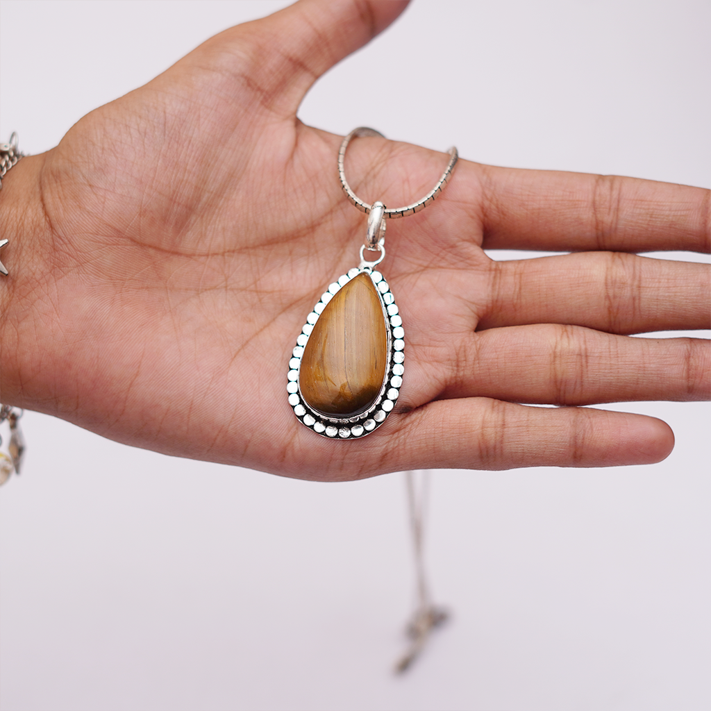 Natural Carnelian Stone Pendant long | लाल सुलेमानी पेंडेंट
