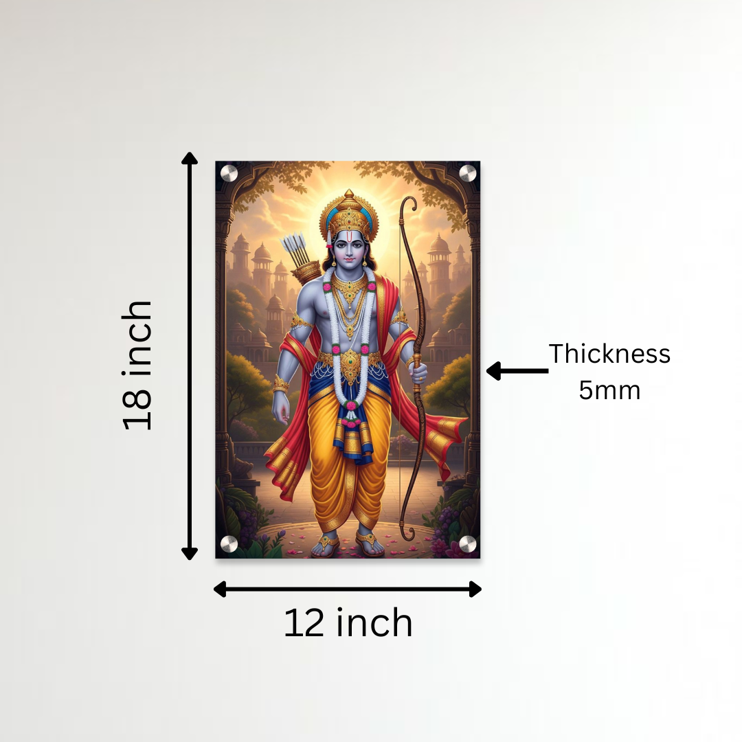 Lord Ram Acrylic Wall Frame – 12x18 Inch | 5mm Premium Vastu Wall Décor for Home & Temple