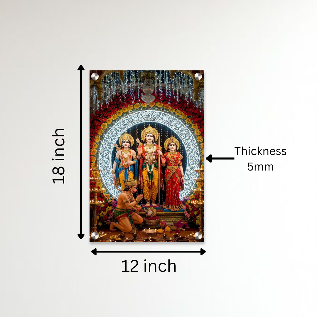Ram Darbar Acrylic Wall Frame – 12x18 Inch | 5mm Premium Divine Wall Art for Home Temple & Positivity