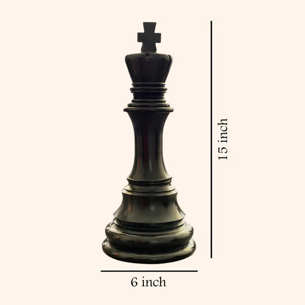 Chess King Statue | 15 Inch Black Resin Decorative Chess Piece for Home & Office Décor | Symbol of Leadership, Power & Strategy