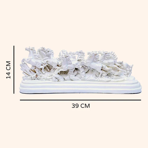 12 White Running Horse Showpiece | Powerful Vastu Symbol for Success, Speed & Prosperity