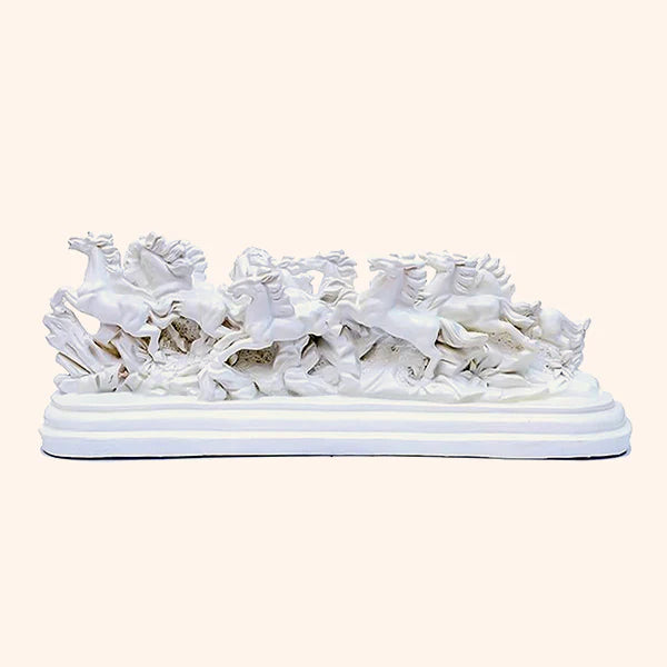 12 White Running Horse Showpiece | Powerful Vastu Symbol for Success, Speed & Prosperity