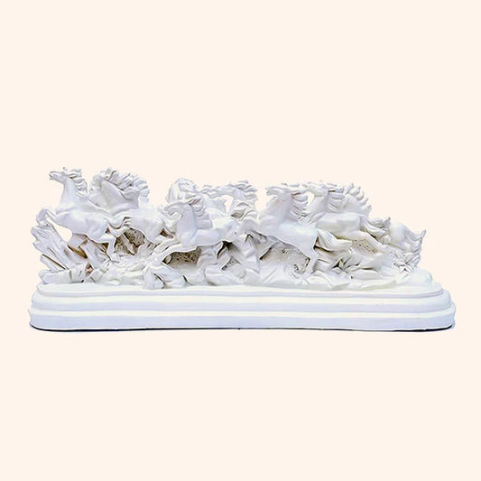12 White Running Horse Showpiece | Powerful Vastu Symbol for Success, Speed & Prosperity