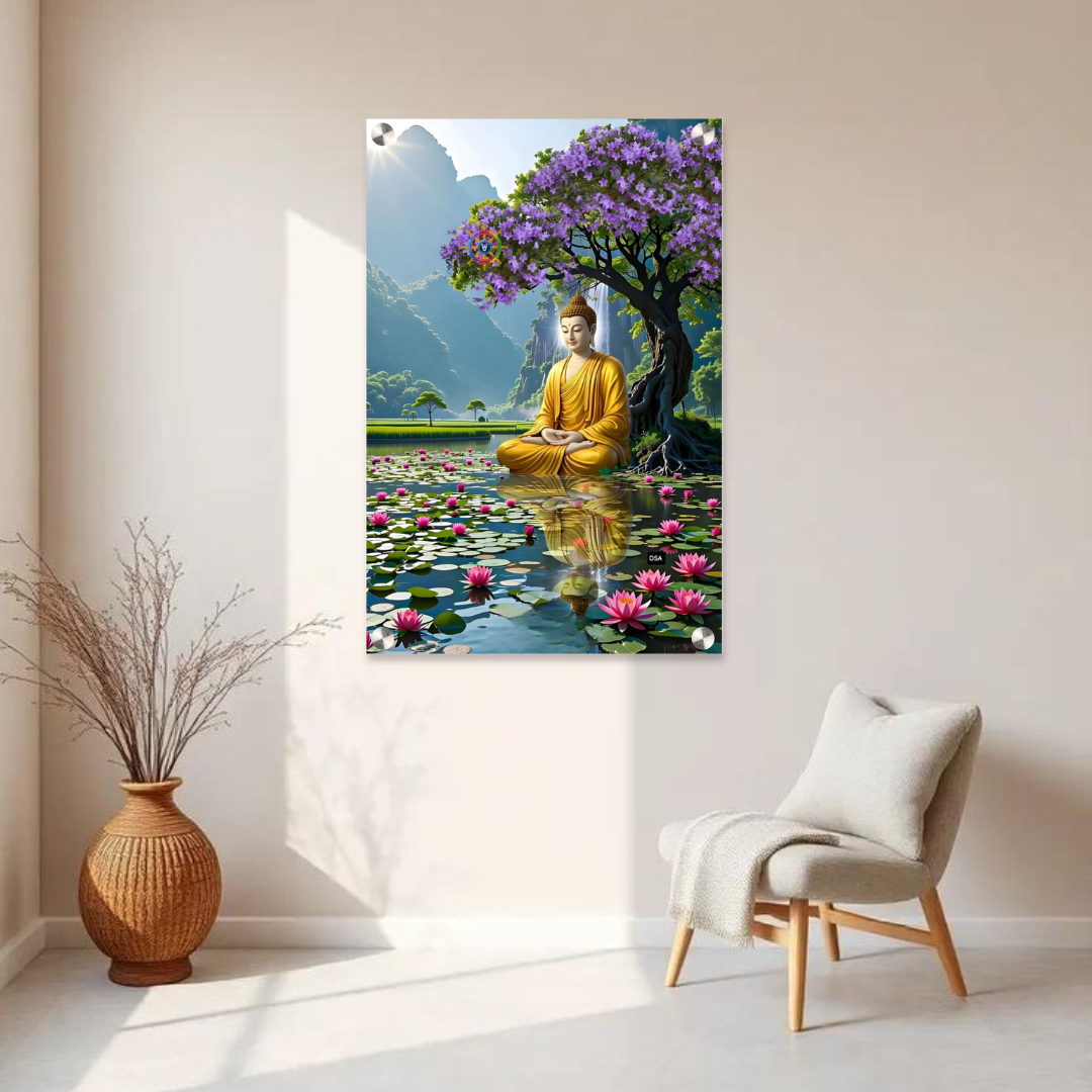 Lord Buddha Acrylic Wall Frame – 12x18 Inch | 5mm Premium Meditation & Serenity Wall Décor