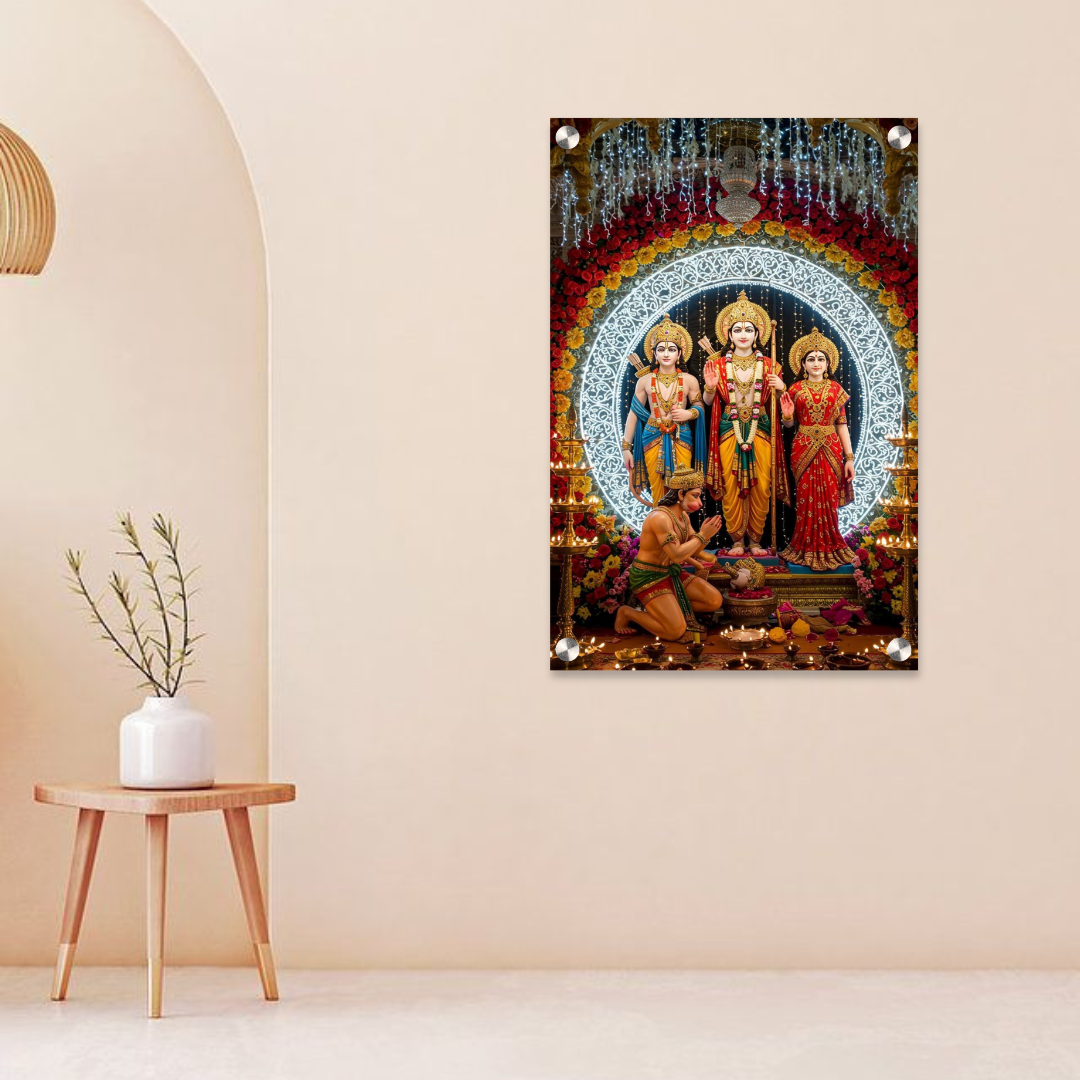 Ram Darbar Acrylic Wall Frame – 12x18 Inch | 5mm Premium Divine Wall Art for Home Temple & Positivity