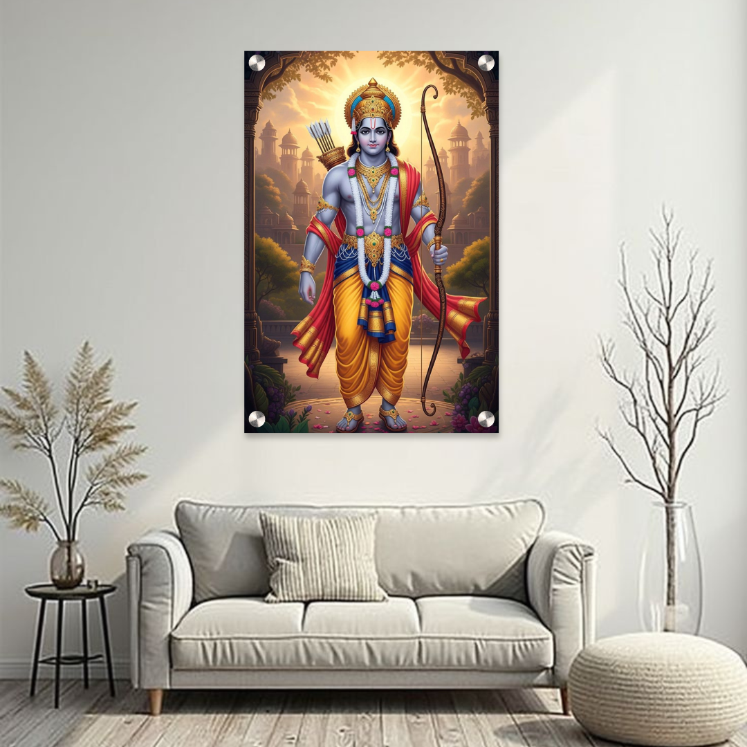 Lord Ram Acrylic Wall Frame – 12x18 Inch | 5mm Premium Vastu Wall Décor for Home & Temple