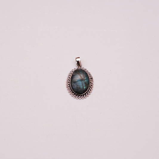 Natural Labradorite Oval Pendant – Blue Flash Stone