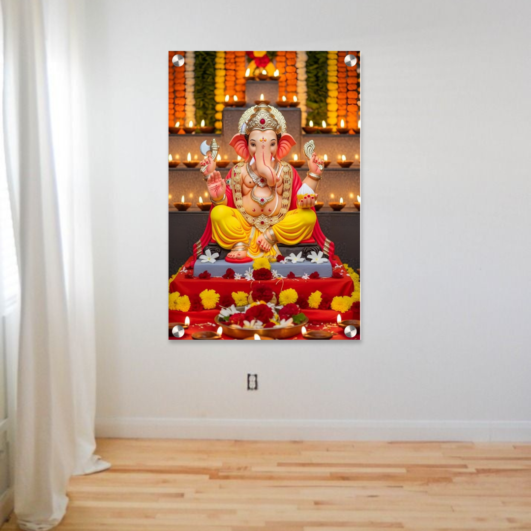 Divine Lord Ganesha Acrylic Wall Frame – 12x18 Inch | 5mm Premium Acrylic Vastu Wall Décor