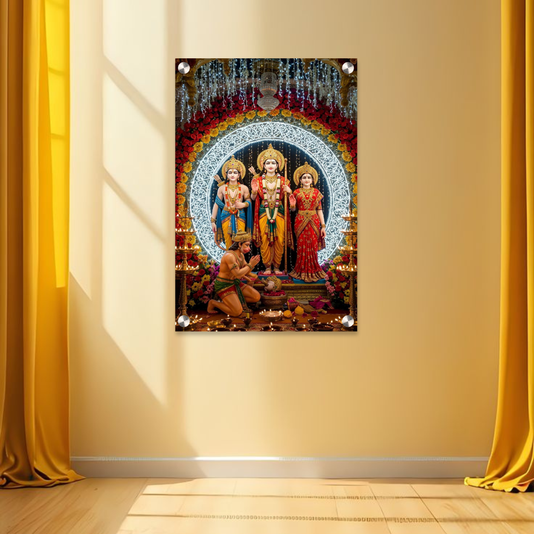 Ram Darbar Acrylic Wall Frame – 12x18 Inch | 5mm Premium Divine Wall Art for Home Temple & Positivity
