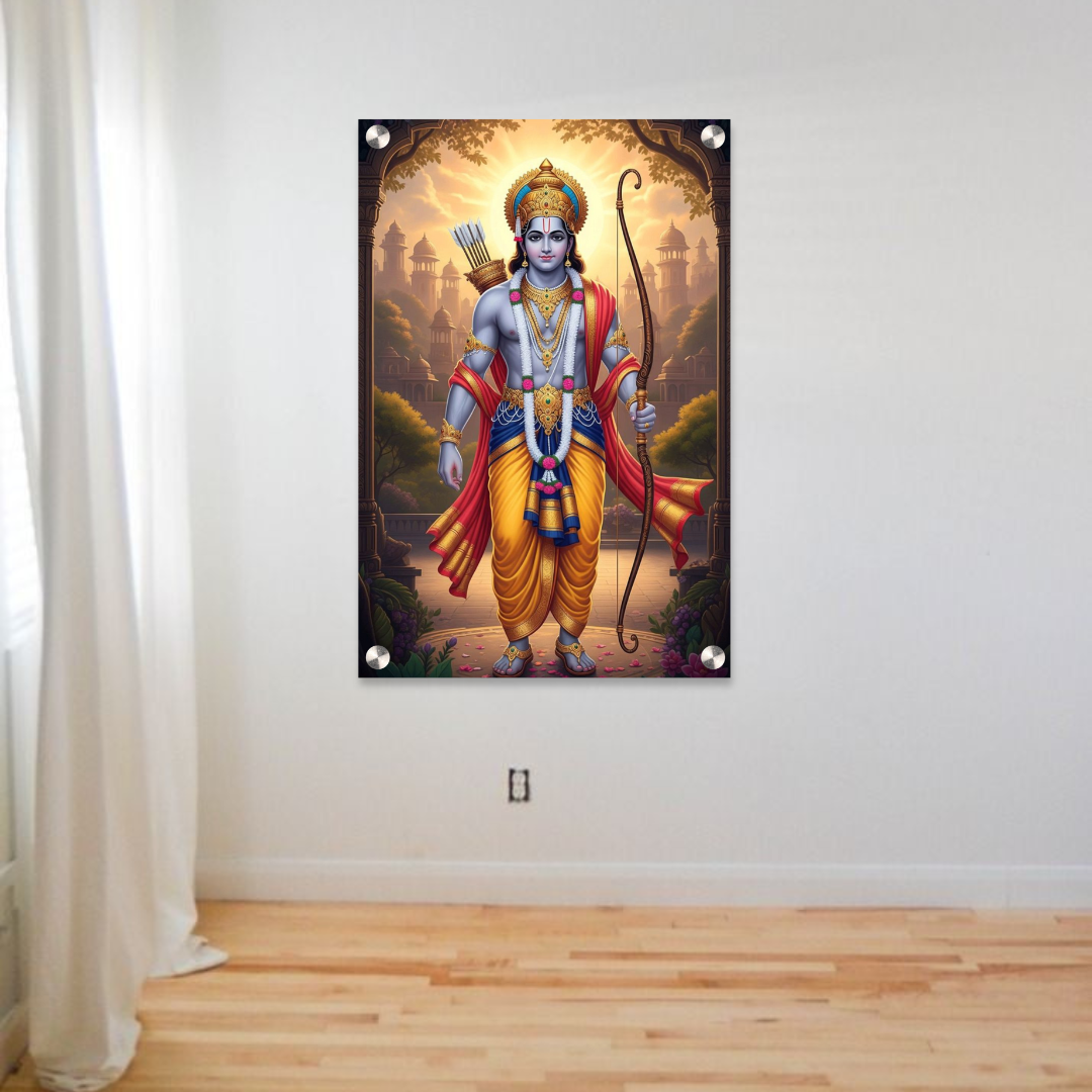 Lord Ram Acrylic Wall Frame – 12x18 Inch | 5mm Premium Vastu Wall Décor for Home & Temple