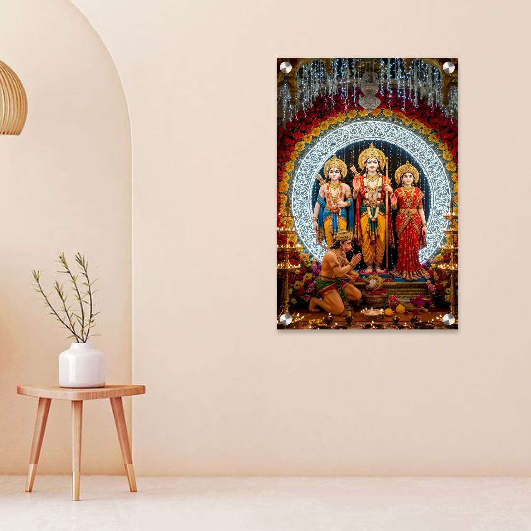 Ram Darbar Acrylic Wall Frame – 12x18 Inch | 5mm Premium Divine Wall Art for Home Temple & Positivity