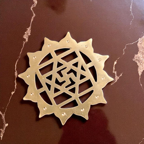 Brass Kamal Swastik Helix – 6 Inch Vastu Remedy for Prosperity & Protection