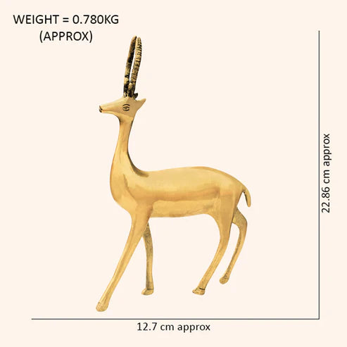 🦌 Golden Big Deer Showpiece – Symbol of Peace, Longevity & Prosperity (22.8 × 12.7 cm)