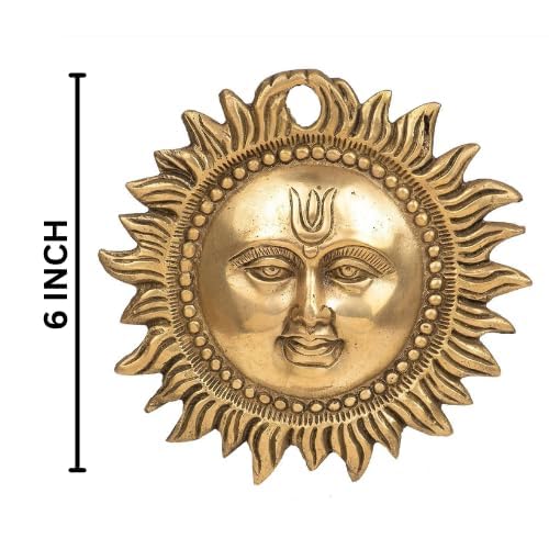 ☀️ Small Brass Sun Face Wall Hanging – Source of Energy, Prosperity & Positivity (6 Inch)