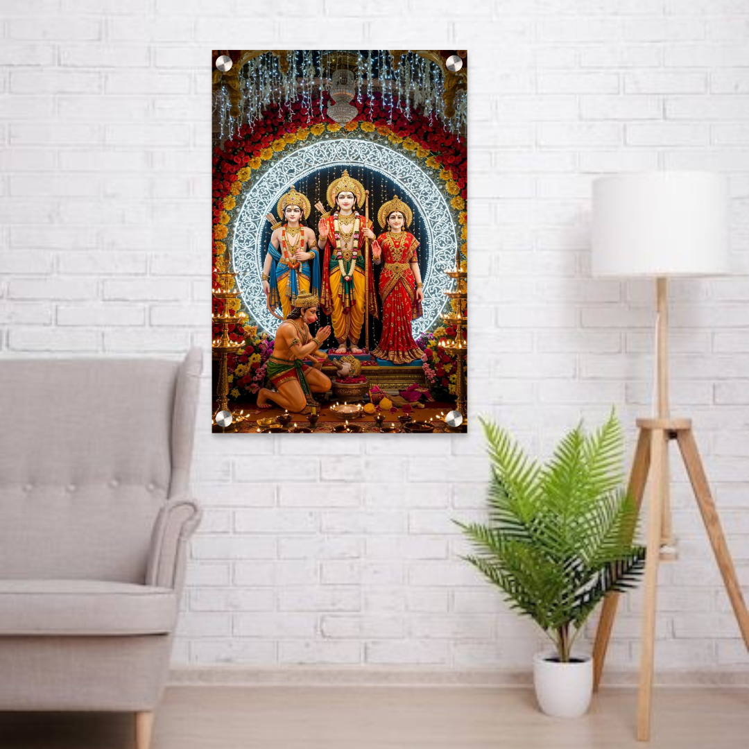 Ram Darbar Acrylic Wall Frame – 12x18 Inch | 5mm Premium Divine Wall Art for Home Temple & Positivity
