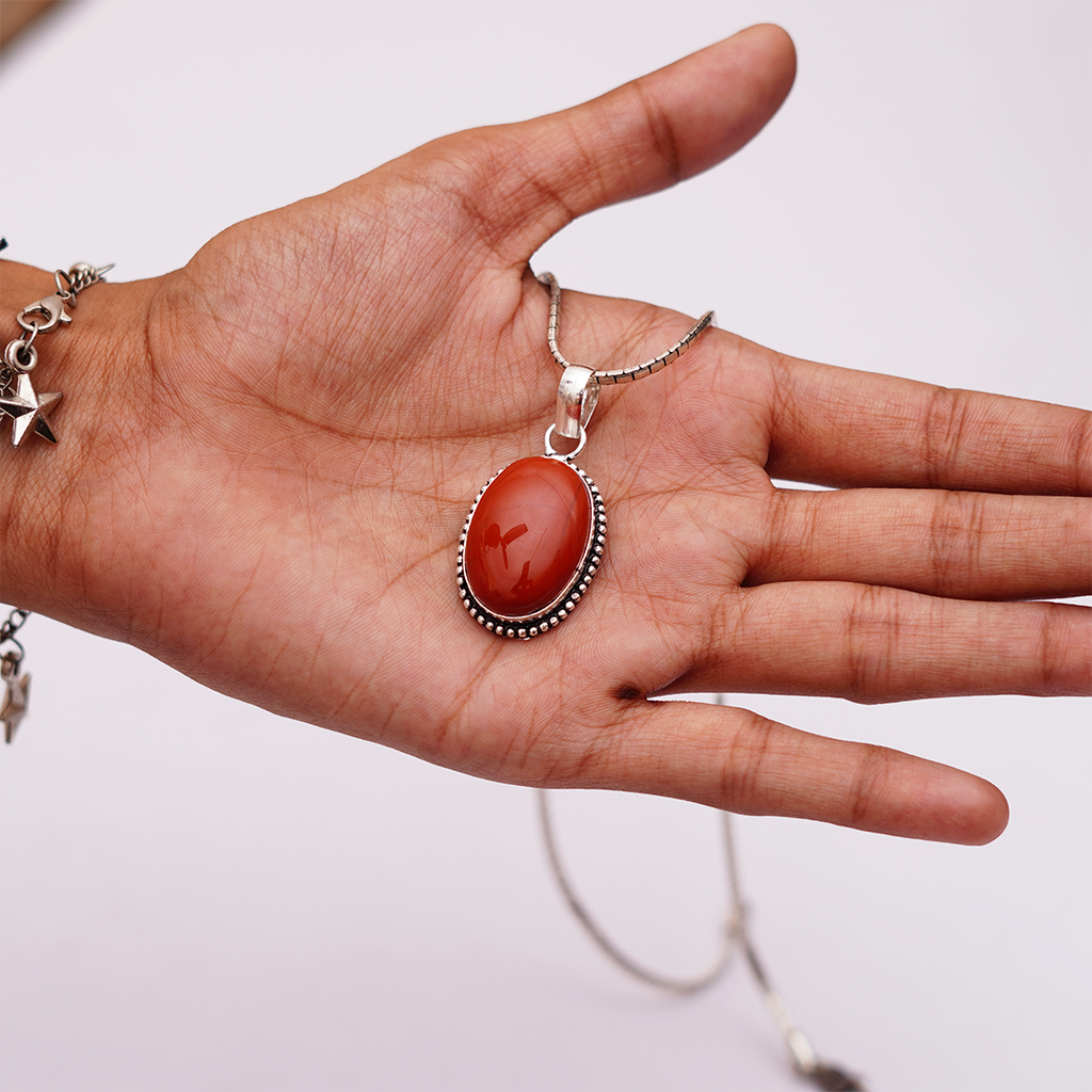 Natural Carnelian Stone Pendant| लाल सुलेमानी पेंडेंट