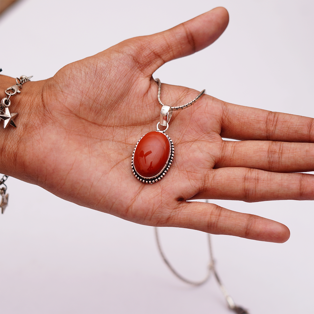 Natural Carnelian Stone Pendant| लाल सुलेमानी पेंडेंट